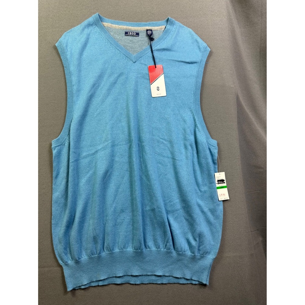 IZOD Men's V-Neck Sweater Vest Heritage Blue Fieldhouse Large 45FS741433 NEW